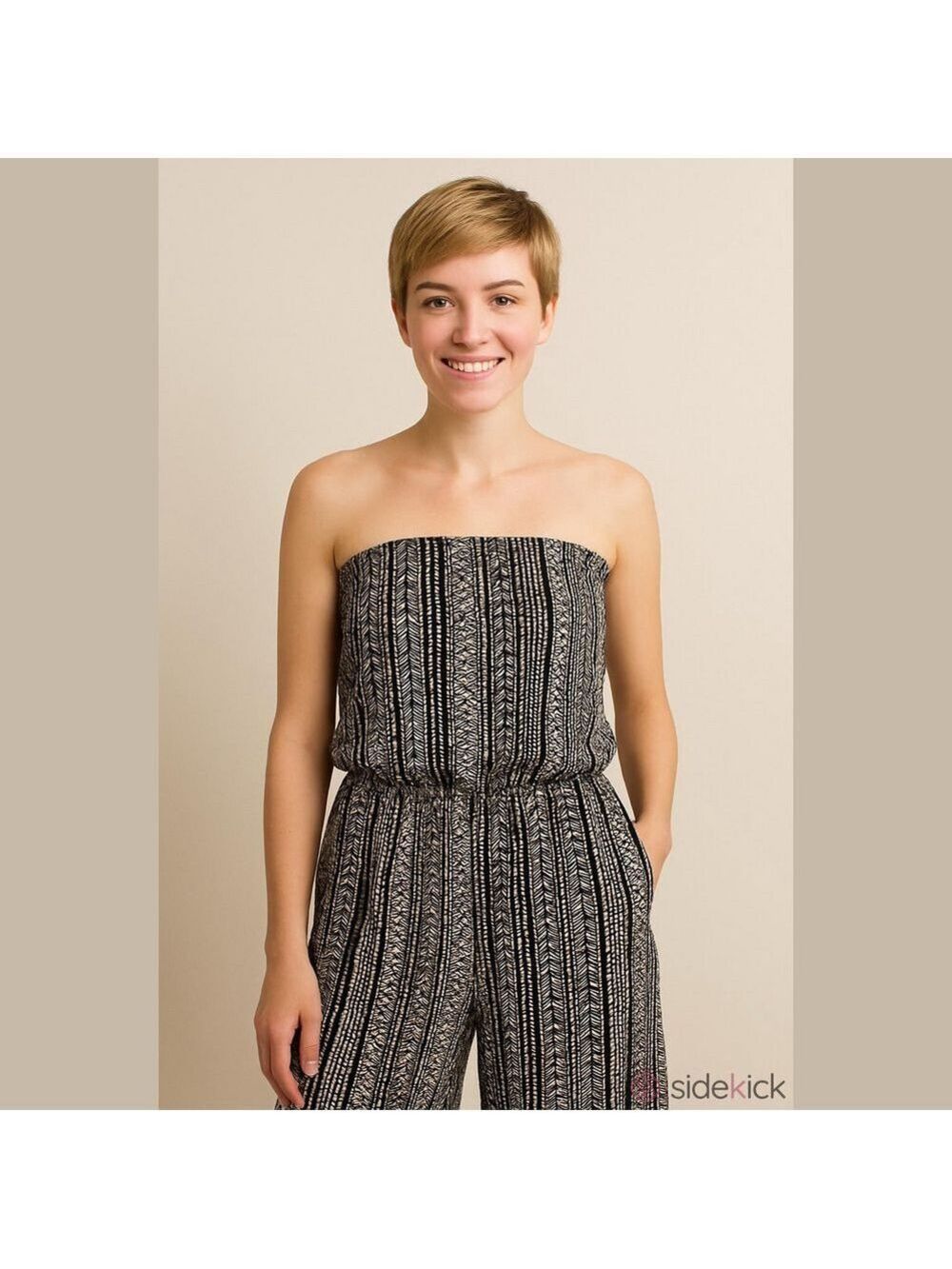 Seven Islands Chic Black & Tan Patterned Jumpsuit , Plus Size 3X